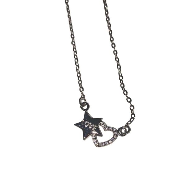 Love Star Pendant Necklace Sliver Tone For Women - Picture 4 of 6